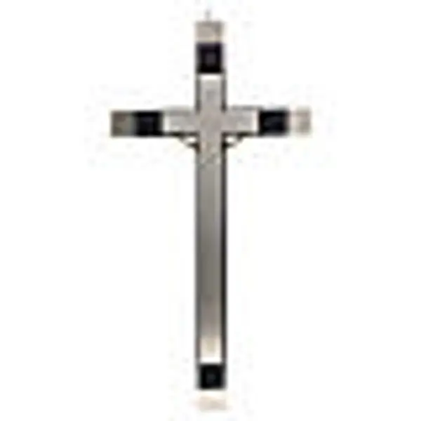 Crucifix pour prêtres en bois de rouvre et acier 36x19