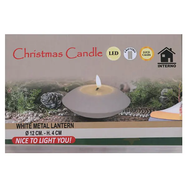 Bougie de Noël LED effet feu blanc chaud Ø 12 cm