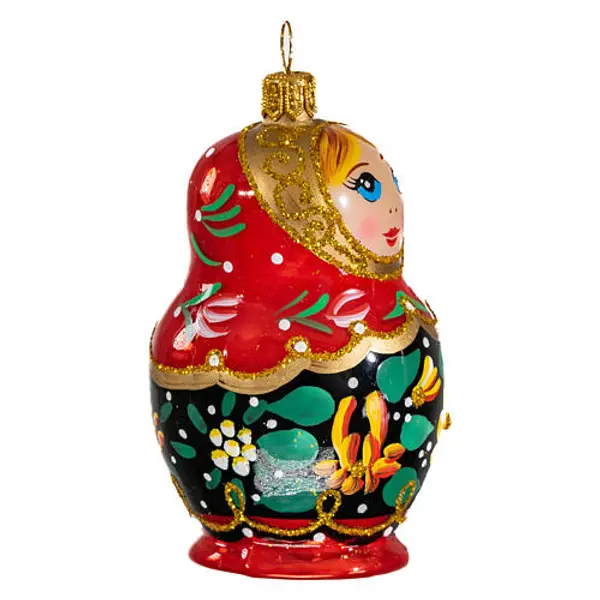 Décoration sapin verre soufflé poupée russe