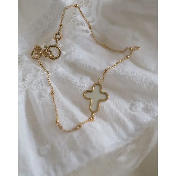Bracelet ajustable Croix céleste | Or 18 carats