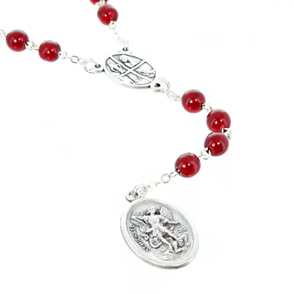 Red glass rosary of Saint Michael 6mm