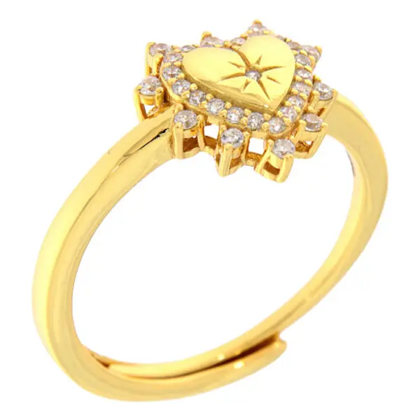 Bague dorée coeur zircons blancs argent 925 Benedictus