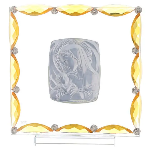 Cadre avec cristaux ambrés et argent bilaminé Maternité 20x15 cm