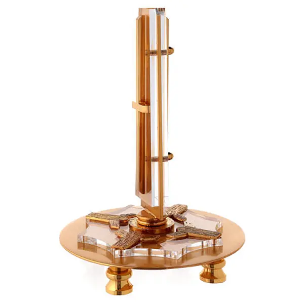 Ostensoir plexiglas laiton pierres anges hostie 15 cm