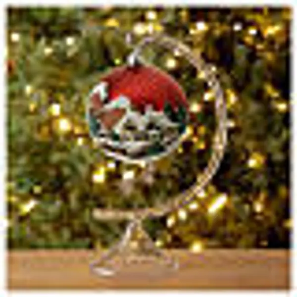 Boule pour Noël rouge paysage 100 mm