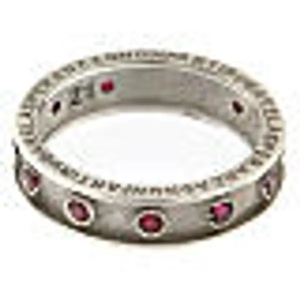 Bague chapelet Benedictus argent 925 rhodié zircons rubis