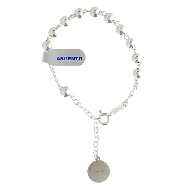 Bracelet grains 6 mm argent 925 et croix tau