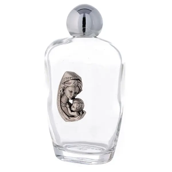 Flacon arrondi eau bénite Vierge à l'Enfant 100 ml (25 pcs) verre