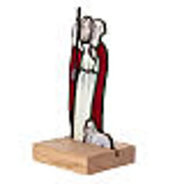 Jésus Bon Pasteur de table en verre coloré 16x8,5x7 cm