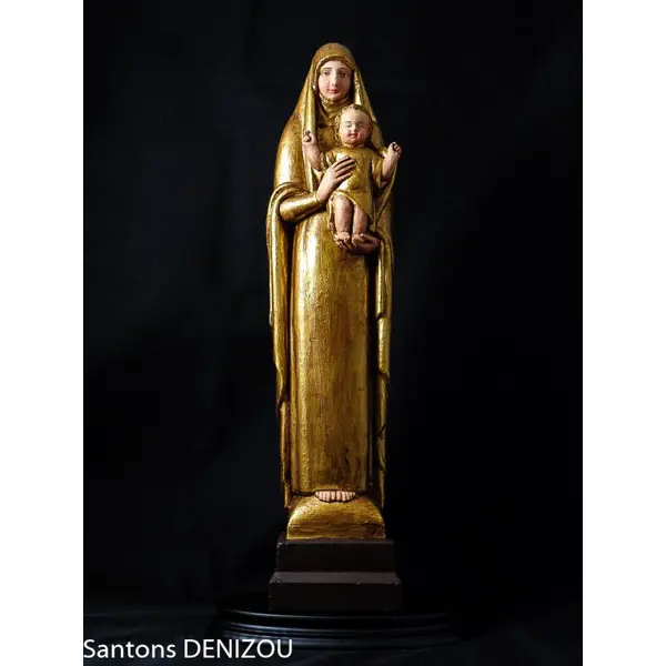 Statue de Vierge dorée en plâtre
