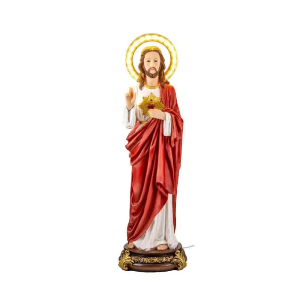 Statue du Sacré Coeur avec couronne lumineuse de 61cm