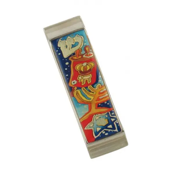Mezouza pour voiture - Symboles judaïques colorés