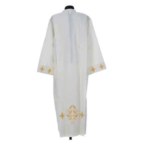 Aube liturgique ivoire croix et épis 100% polyester