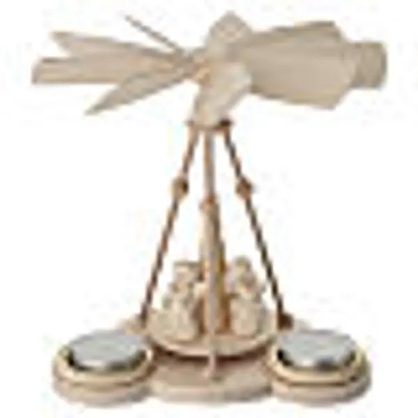 Pyramide de Noël 3 anges Amour bois naturel Val Gardena 20x15 cm