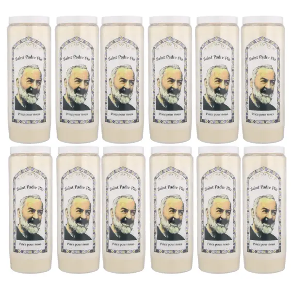 12 Bougies Neuvaine de Padre Pio 17,5cm
