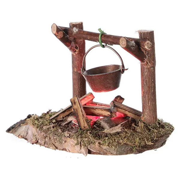 Bivouac feu VÉRITABLE LED clignotant 4,5V crèche 8-10 cm