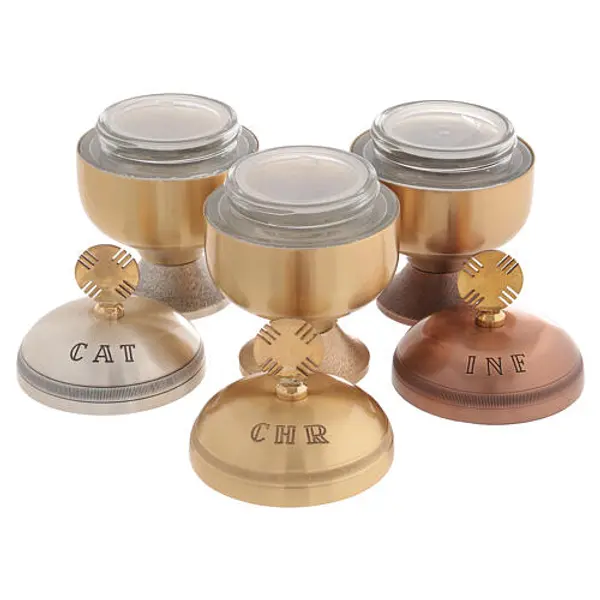 Ampoule saintes huiles laiton satiné
