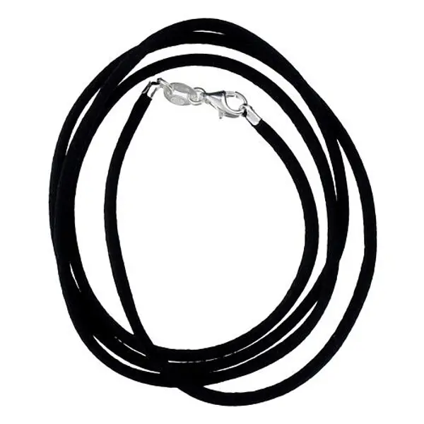 Cordon noir 80 cm en soie avec fermoir en argent 925