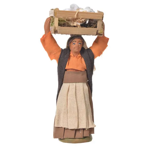 Femme avec caisse d'ail 10 cm santon crèche napolitaine