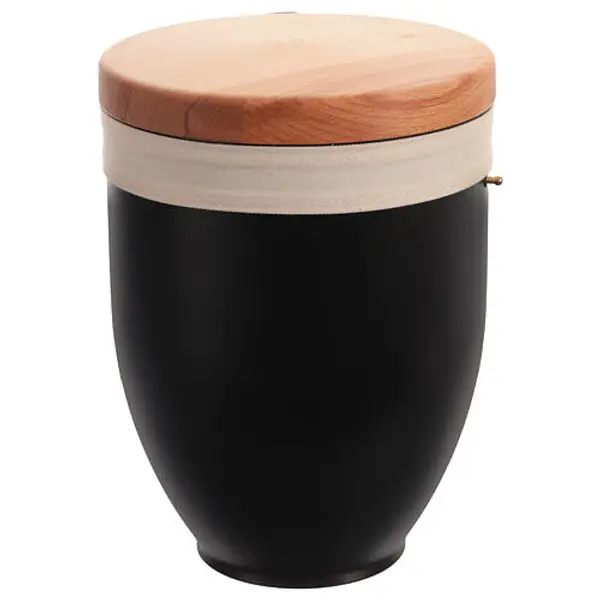 Urne pour cendres en métal avec couvercle en bois ornée d'un papillon noir