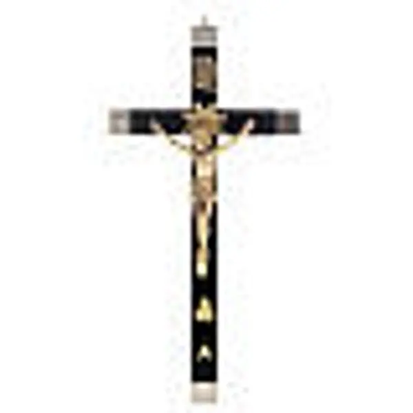 Crucifix pour prêtres en bois de rouvre et acier 36x19