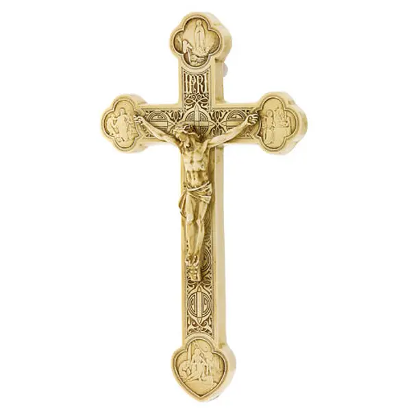 Crucifix de Lourdes pierre couleur ivoire Bethléem 25x15 cm