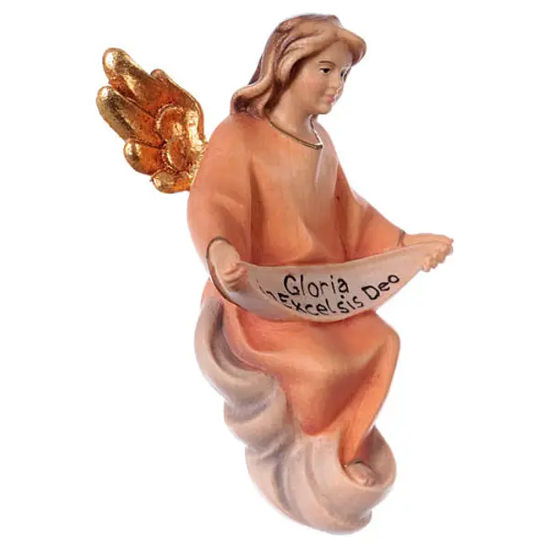 Ange Gloria crèche Original Comète bois peint Val Gardena de 12 cm