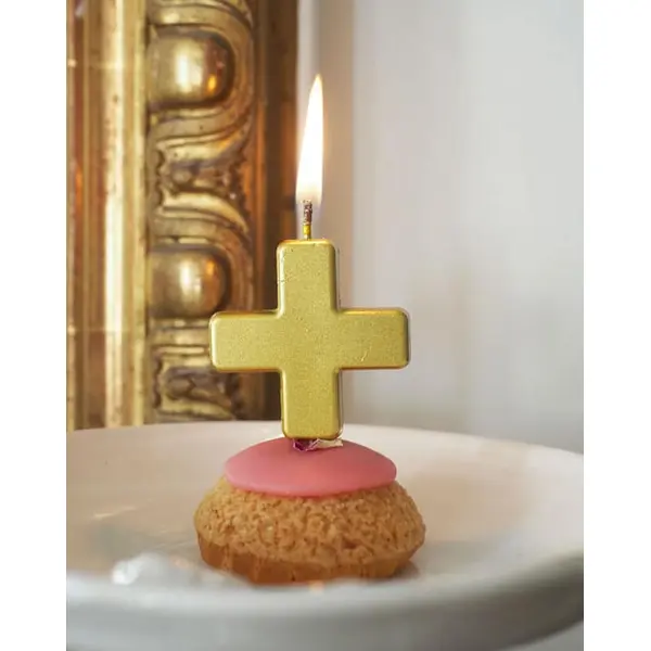 Bougie Croix dorée