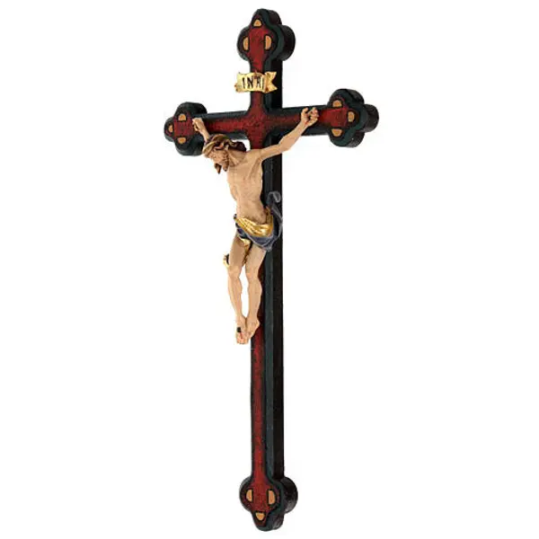 Crucifix coloré Léonard croix vieillie baroque