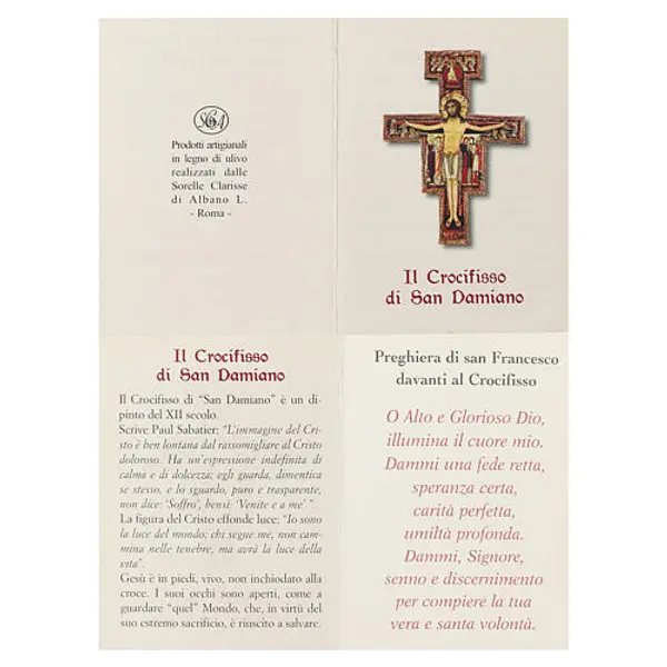 Crucifix de Saint-Damien à poser en bois d'olivier Monastère des Clarisses 10x6,5 cm