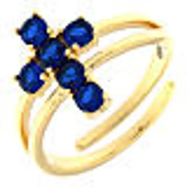 Bague Benedictus croix zircons bleus argent 925 doré