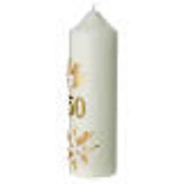 Bougie 50 noces d'or fleurs 165x50 mm