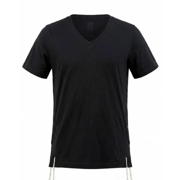 T-shirt Dry-Fit à col en V avec tzitzit casher, noir - T-shirt de sport respirant