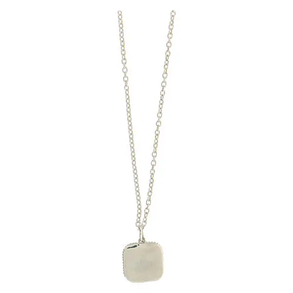 Collier pendentif blanc carré avec coquillage argent 925 Collection HOLYART