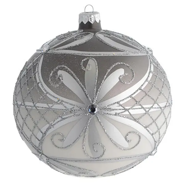 Boule Noël verre soufflé mat argent 150 mm