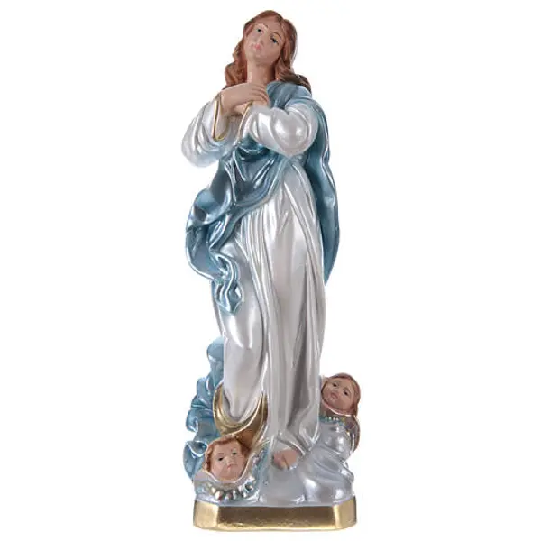 Statue Immaculée Conception de Murillo h 30 cm plâtre nacré