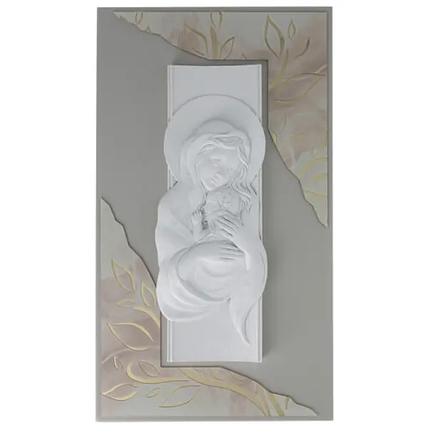 Tableau bas-relief résine Vierge à l'Enfant 70x40 cm
