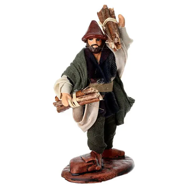 Homme avec bûches de bois 10 cm crèche napolitaine en terre cuite