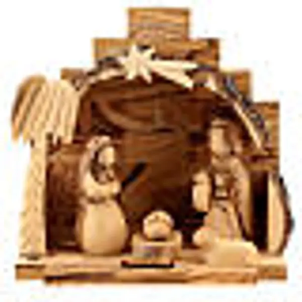 Nativité olivier 15x15x10 cm avec santons 8 cm