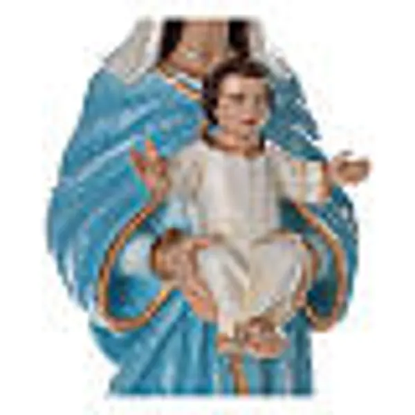 Statue Notre Dame à l'enfant marbre reconstitué 80cm peinte