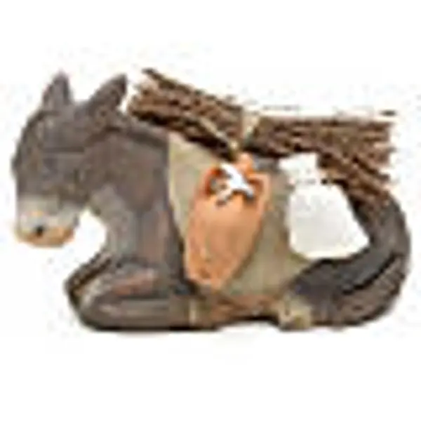 Âne couché harnaché crèche 10 cm