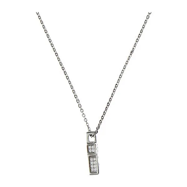 Collier Crucis zircons blancs Benedictus argent 925 rhodié