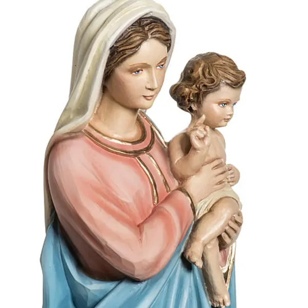 Notre-Dame à l'enfant marbre 60cm peinte