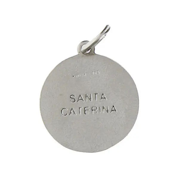 Médaille ronde Sainte Catherine argent rhodié 16 mm