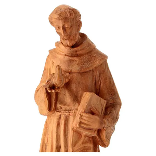 Statuette Saint François d'Assise tourterelle bois olivier