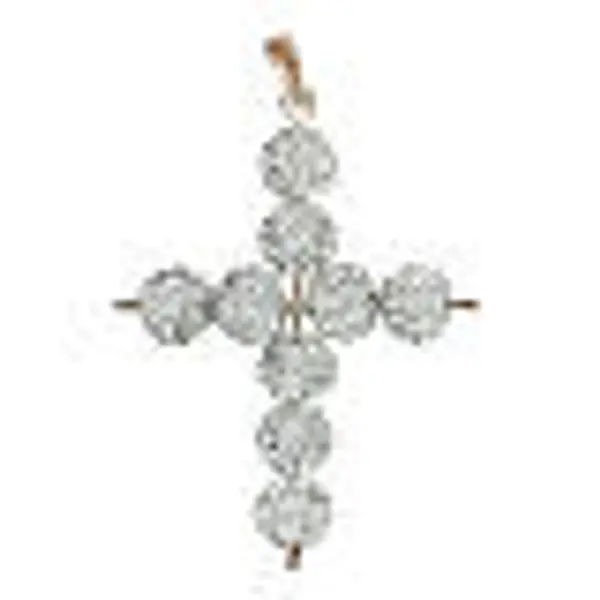 Croix avec perles strass blanches 5x4 cm