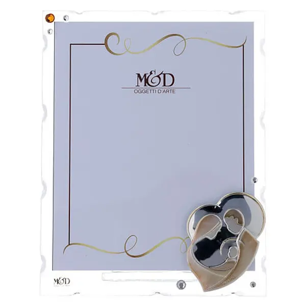 Porte-photo Sainte Famille coeur argent bilaminé 15x10 cm