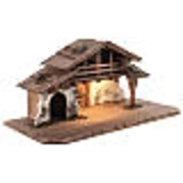 Cabane style nordique lumière LED crèche 12 cm Kostner 30x70x35 cm