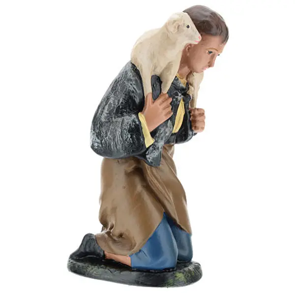 Berger agenouillé avec mouton plâtre 20 cm Arte Barsanti