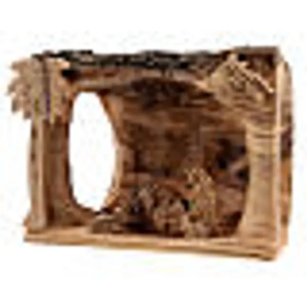 Cabane écorce Nativité 3,5 cm stylisée bois olivier Bethléem 10x10x5 cm